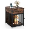 Dog Crate Furniture for Small Dogs Wooden Puppy Kennel with Charging Station